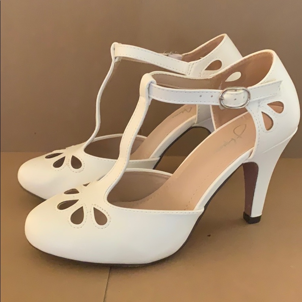 White flapper girl heels